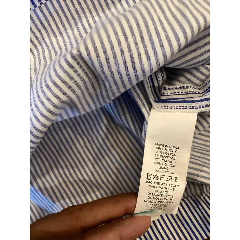 Kate Spade Broome Street Sleeveless Pinstripe Blue White Mini Dress Size 0